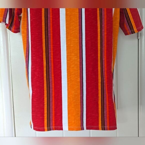 Guess Men's Vertical Striped Tee Shirt 90s Y2K Streetwear Athleisure Preppy S - Picture 8 of 10